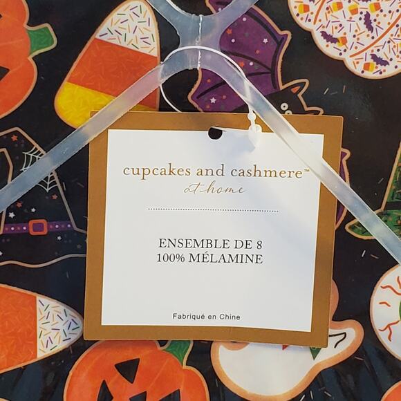 Cupcakes & Cashmere Set of 8 Melamine Halloween Plates Black 10.25 in New - Picture 5 of 15